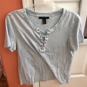 Light Blue Lace Up Tee